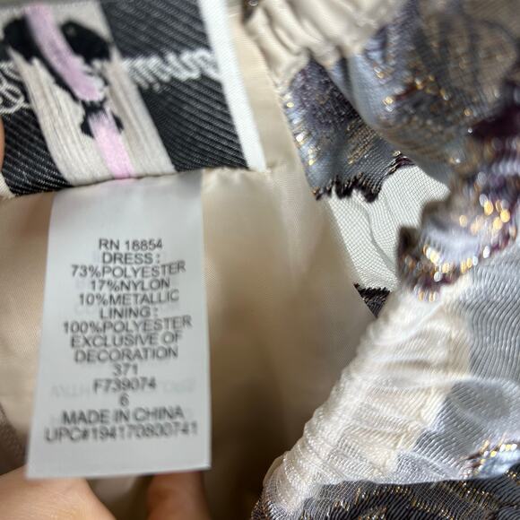 Rare‎ Editions Girls Dress-6 girl-floral with metallic, fully lined puff sleeves - Picture 4 of 8